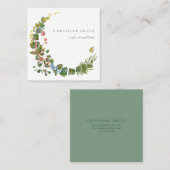 水彩野花リース スクエア名刺 (正面/裏面)