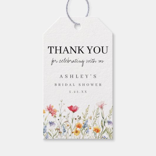 水彩野花婚前シャワー ギフトタグ (正面)