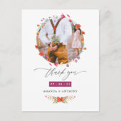 水彩野花婚礼照片感谢卡 ポストカード (正面)