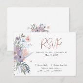 水彩野花婚礼 出欠カード (正面/裏面)