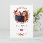 水彩野花照片春季婚礼 セーブザデート (スタンド正面)