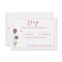 水彩野花粉色花卉婚礼回信