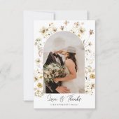 水彩野花結婚の写真サンキューカード サンキューカード (正面)