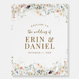 水彩野花結婚の歓迎サイン