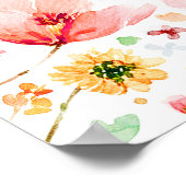 水彩野花結婚の歓迎サイン ポスター (角)