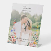 水彩野花結婚の歓迎サイン 台座サイン (正面)