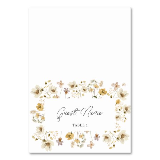 水彩野花結婚の護衛座席表 テーブルナンバー (正面)