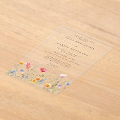 水彩野花結婚の アクリル招待状 (レイダウン)