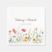 水彩野花結婚の スタンダードカクテルナプキン (正面)