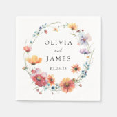 水彩野花結婚の スタンダードカクテルナプキン (正面)