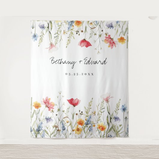 水彩野花結婚の タペストリー (正面)