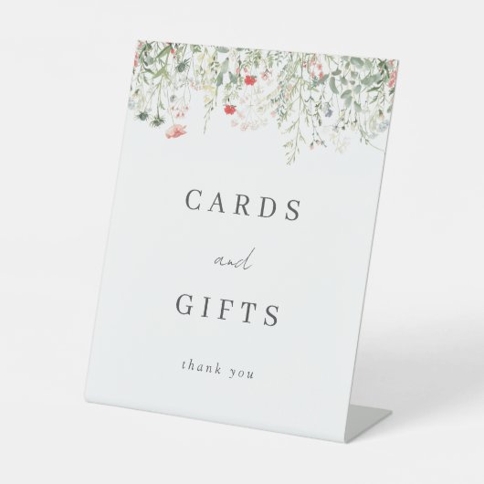 水彩野花結婚式のカードとギフト 台座サイン (正面)