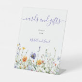 水彩野花結婚式のカードとギフト 台座サイン (正面)