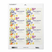 水彩野花絵画の ラベル (フルシート)