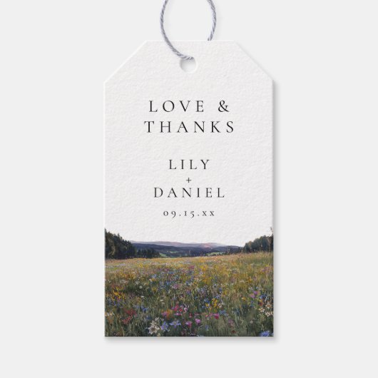 水彩野花花卉草原婚礼 ギフトタグ (正面)