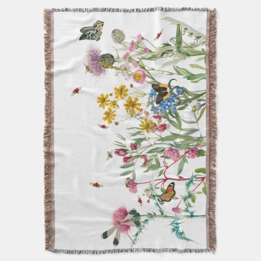 水彩野花虫フローラ春園 スローブランケット (正面縦)
