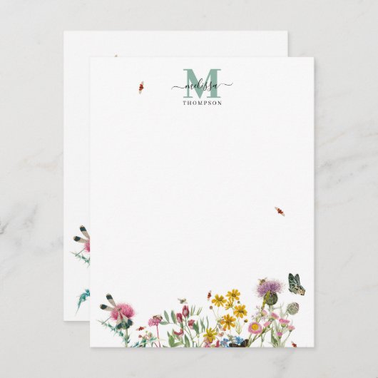 水彩野花虫フローラ春園 ノートカード (正面/裏面)