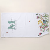 水彩野花虫フローラ春園 ビーチタオル (正面)