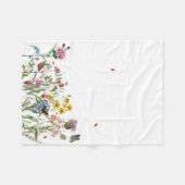 水彩野花虫フローラ春園 フリースブランケット (正面(横))