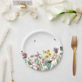 水彩野花虫フローラ春園 ペーパープレート