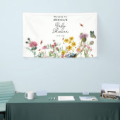 水彩野花虫フローラ赤ちゃんシャワー 横断幕 (トレードショー)