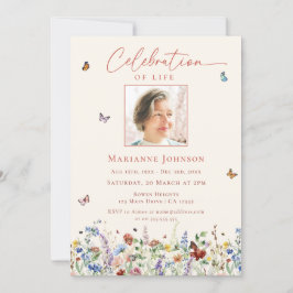 水彩野花記念お祝いの生活 招待状