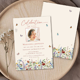 水彩野花記念お祝いの生活 招待状