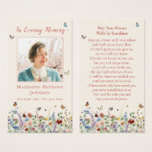 水彩野花記念葬式祈りの言葉カード (正面&裏面)