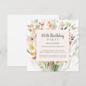 水彩野花60th誕生日パーティー 招待状 (正面/裏面)