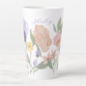 水彩野花・蜂蜜パーソナライズされた蜂 カフェラテマグ (正面)