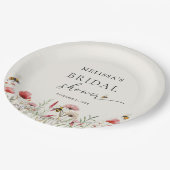 水彩野花Beeブライダルシャワー ペーパープレート (アングル)