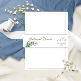 水彩野草とブルーベリー素朴 招待状ベリーバンド