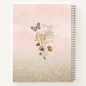 水彩野草と蝶の赤ちゃんシャワーいいえ ノートブック (裏面)
