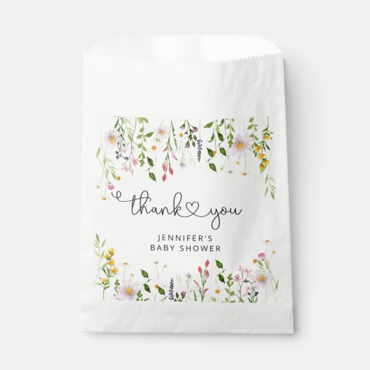 水彩野草の赤ちゃんシャワ感謝していーユー フェイバーバッグ (正面)