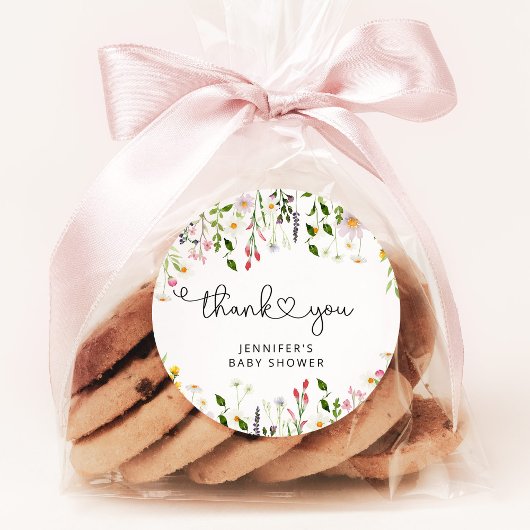 水彩野草の赤ちゃんシャワ感謝していーユー ラウンドシール