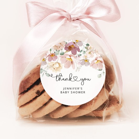 水彩野草の赤ちゃんシャワ感謝していーユー ラウンドシール