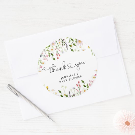 水彩野草の赤ちゃんシャワ感謝していーユー ラウンドシール (封筒)