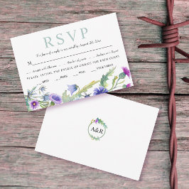 水彩野草ガーランド春の結婚式 出欠カード