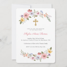 水彩野草フローラリースバプテスマ 招待状