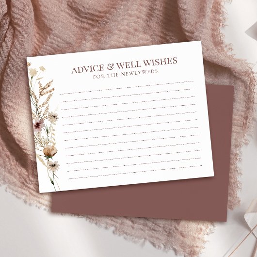 水彩野草ブライダルシャワーアドバイスカード エンクロージャーカード