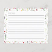 水彩野草ブライダルシャワーレシピカード (裏面)