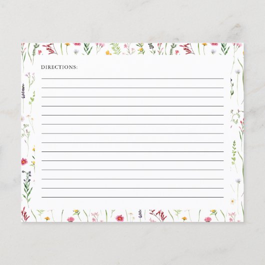 水彩野草ブライダルシャワーレシピカード (裏面)