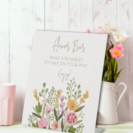 水彩野草ブライダルシャワー花バー 台座サイン