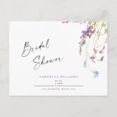 水彩野草ラベンダーブライダルシャワー インビテーションポストカード (正面)