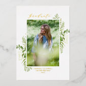 水彩野草写真卒業パーティー 箔招待状 (正面)