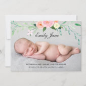 水彩野草写真誕生のお知らせ 案内状 (正面)