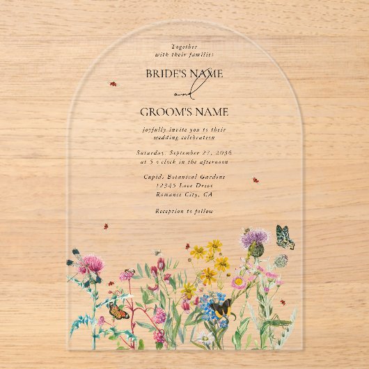 水彩野草園澄ん結婚の アクリル招待状 (正面)