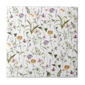 水彩野草園花模様 タイル (正面)