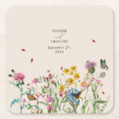 水彩野草園&昆虫結婚ズ スクエアペーパーコースター (正面)