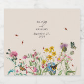 水彩野草園&昆虫結婚ズ スパークリングワインラベル (シングルラベル)